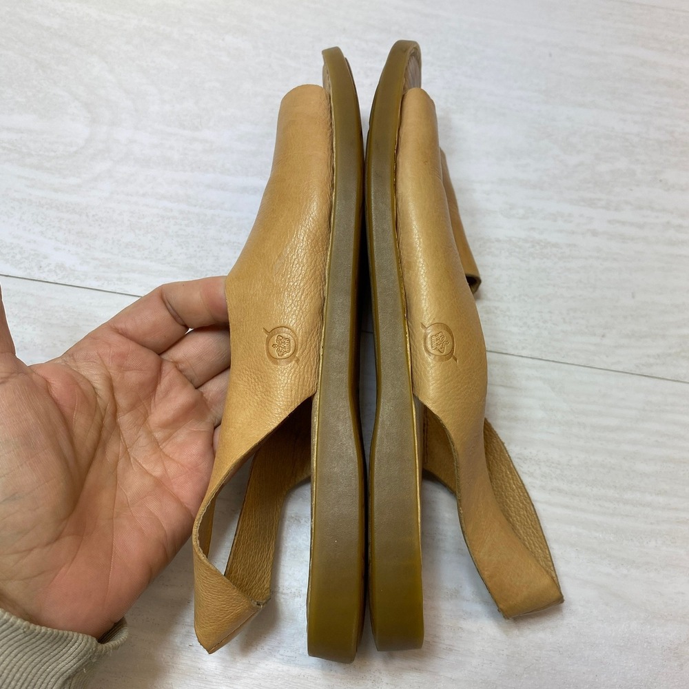 Born Womens Size 6 M Inlet Slingback Sandals Flat Open Toe Tan Leather - Picture 2 of 8